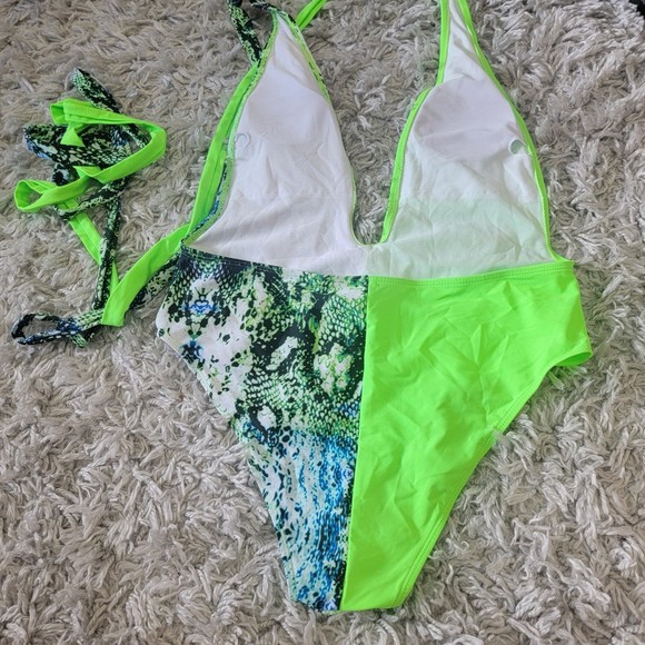 Neon green One Piece Swimsuit size Large - Picture 5 of 6